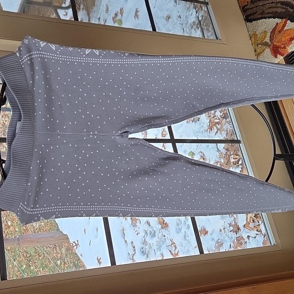 SO Heritage Womens Grey Snowflake Knit Fair Isle Leggings Size M Winter‎ Lounge
